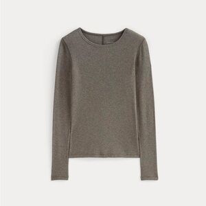 Everlane The Luxe Rib Long-sleeve Crew Washed Heathered Fatigue size M NWT